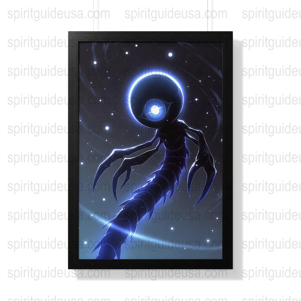 Alien Creature Art Print, Cosmic Space Blue Poster, Sci-Fi Wall Decor, Extraterrestrial Themed Artwork, Unique Home Decoration