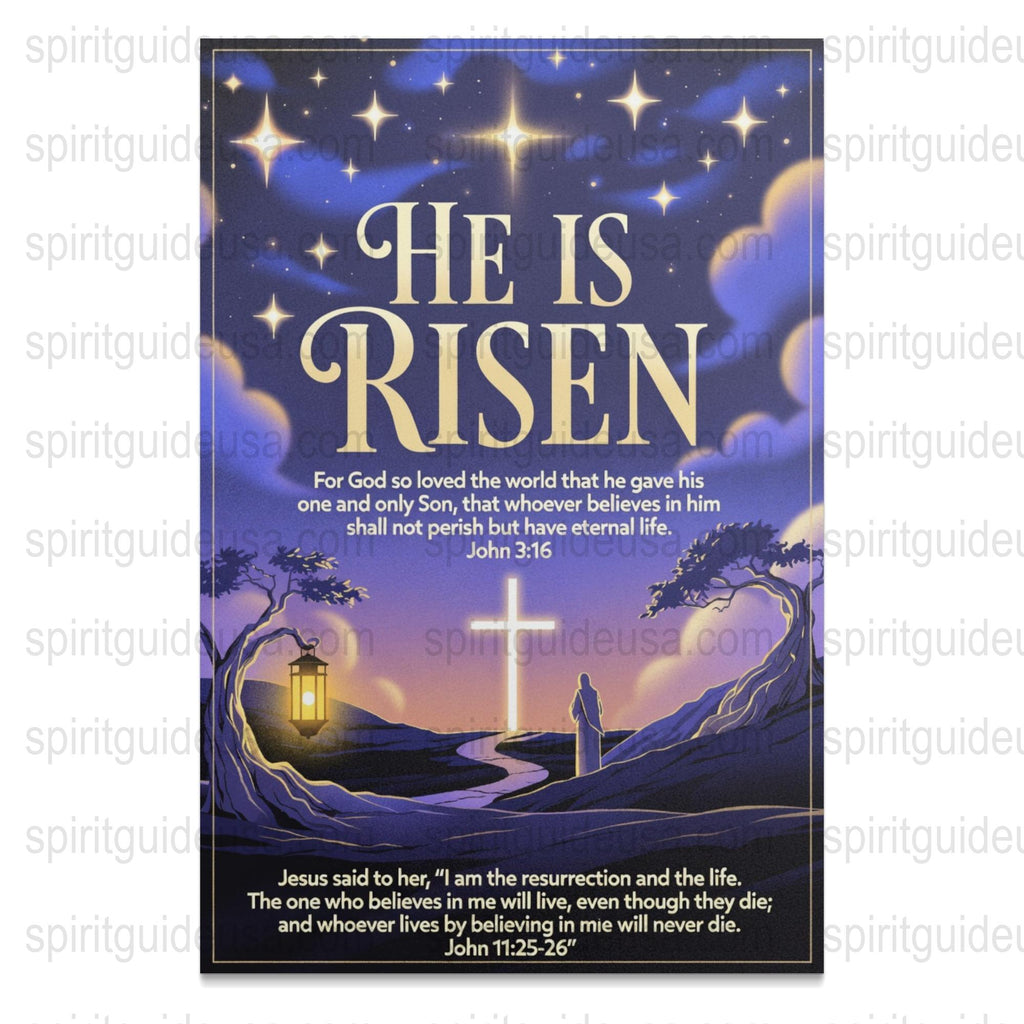 He Is Risen Easter Sign, Religious Wall Art, John 3:16 Bible Verse Poster, Christian Home Decor, Inspirational Quote Print