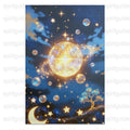 Mystical Night Sky Canvas Print, Celestial Wall Art, Stars and Moons Decor, Fantasy Cosmic Poster for Bedroom or Office