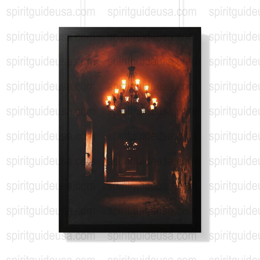 Gothic Chandelier Wall Art, Haunted Mansion Corridor Poster, Spooky Halloween Decor, Dark Home Decoration
