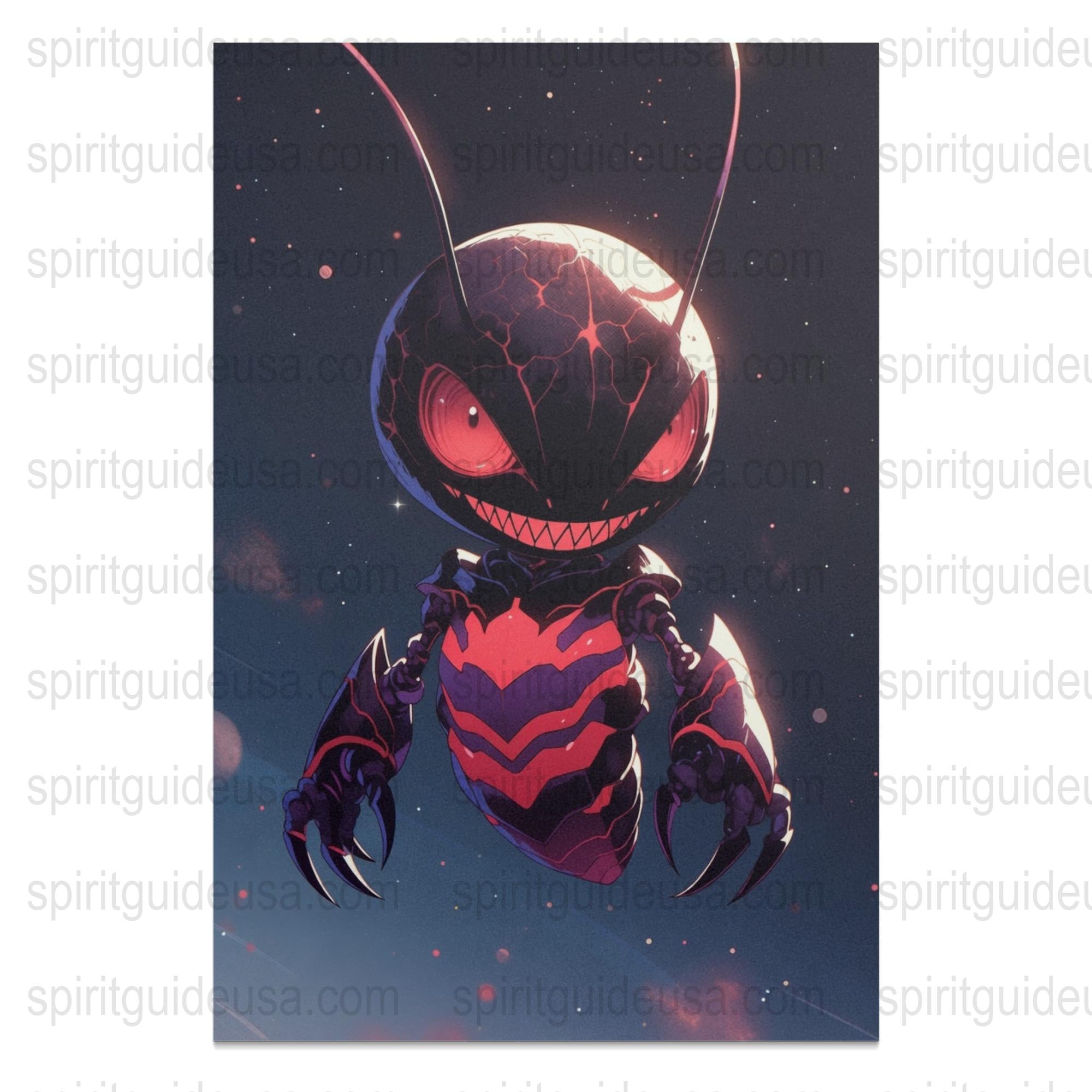 Cute Alien Monster Print, Kids Room Decor, Red and Black Wall Art, Unique Sci-Fi Poster, Gift Idea