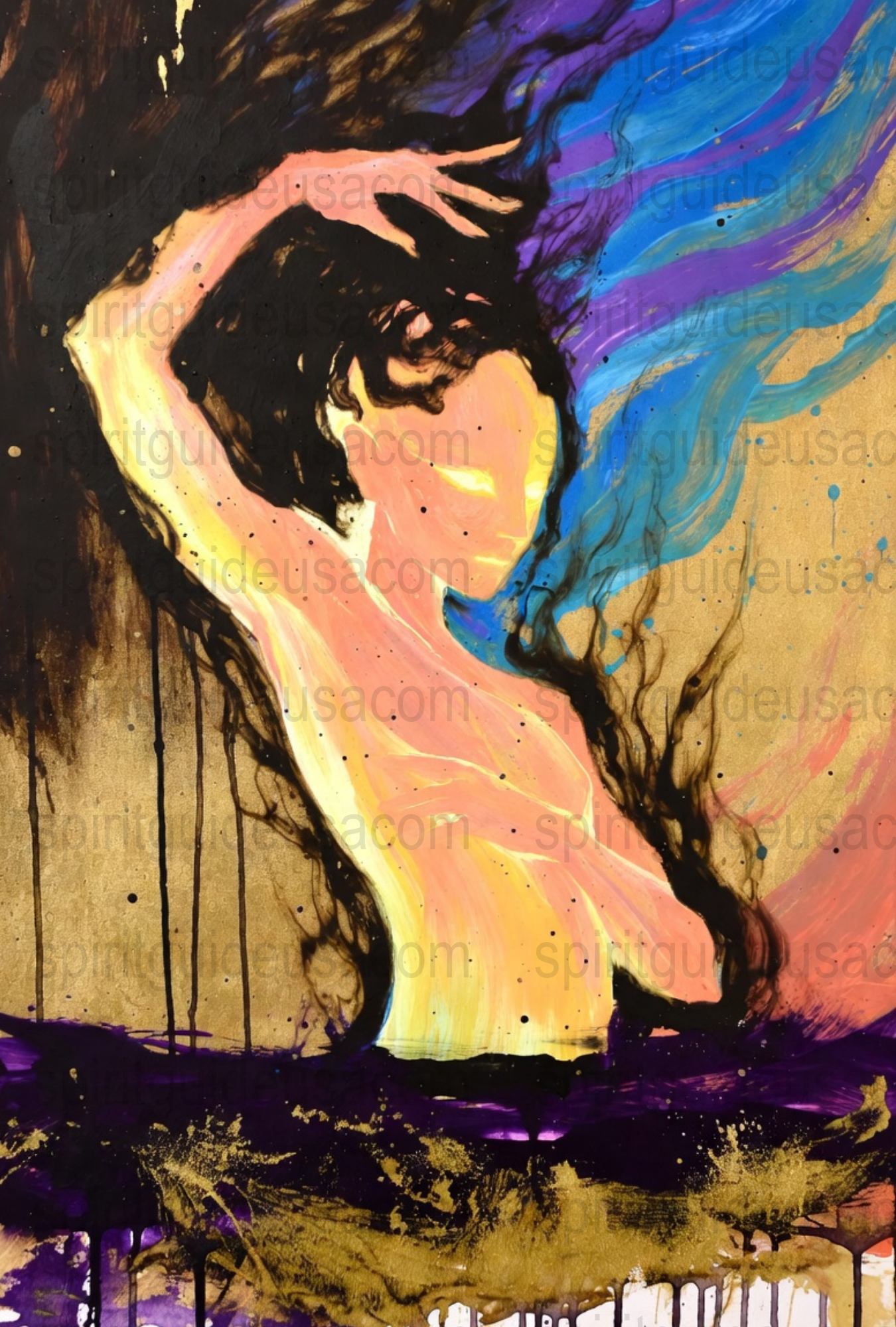 Abstract Woman Painting, Colorful Modern Art, Wall Decor, Contemporary Canvas Print, Home Decoration, Vibrant Bedroom Artwork