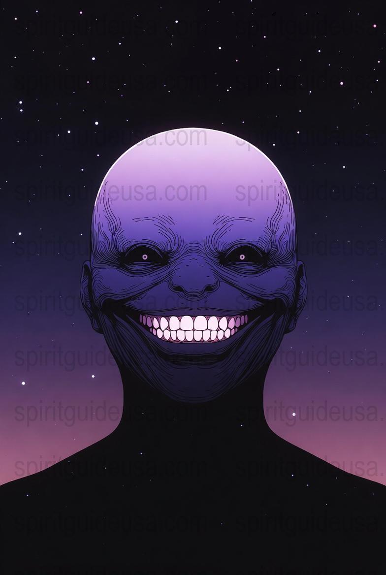 Creepy Smiling Face Poster, Dark Cosmic Background, Eerie Night Sky Wall Art, Unique Home Decor, Mysterious Galactic Print