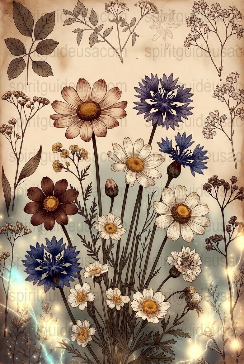 Vintage Botanical Print, Antique Flower Illustration, Floral Wall Art Decor, Nature Inspired Home Decoration, Rustic Aesthetic Poster