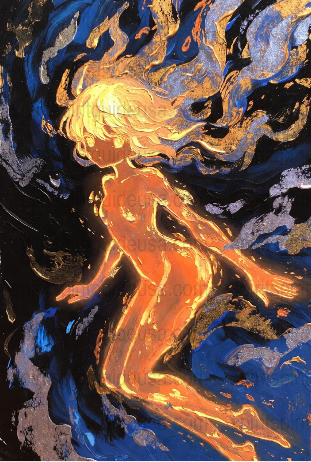 Abstract Art Print, Blue Orange Swirls, Modern Wall Decor, Contemporary Painting, Unique Home Art, Luxury Office Artwork, Vibrant Colors