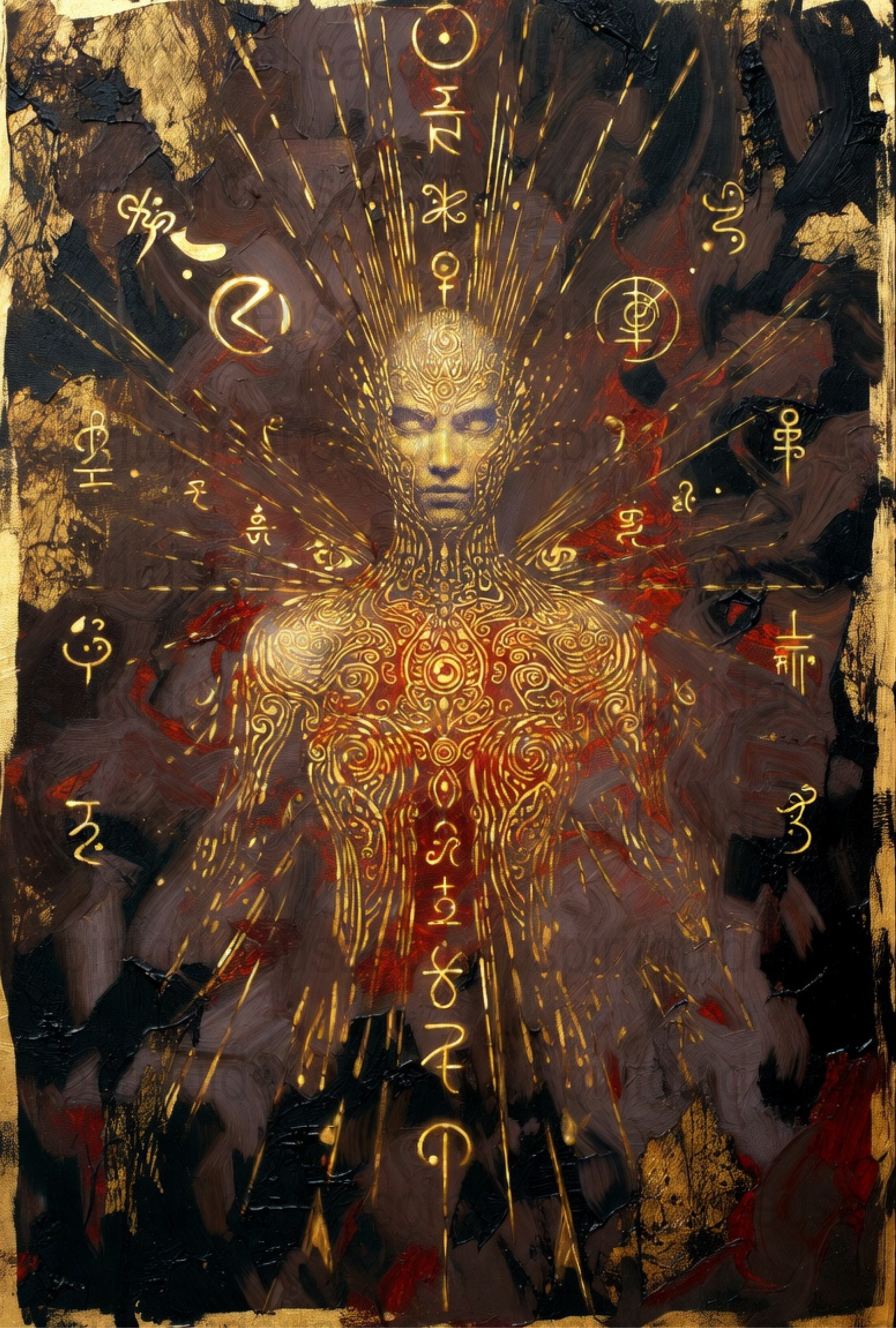 Spiritual Art Print, Mystical Symbols, Cosmic Energy Poster, Meditation Wall Decor, Esoteric Canvas Art, Mystical Home Decoration