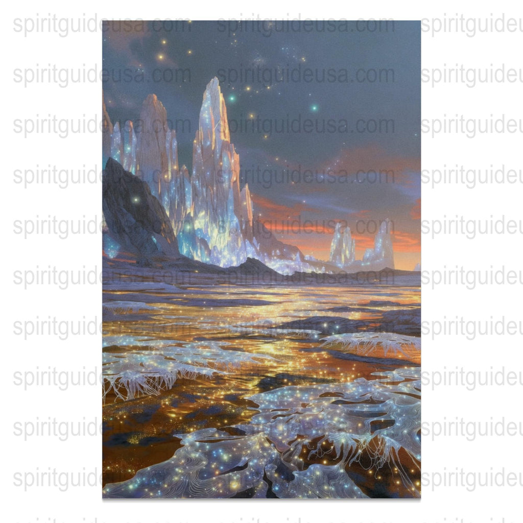 Mystical Ice Cave Landscape Art Print, Spiritual Fantasy Nature Wall Decor, Vivid Colors