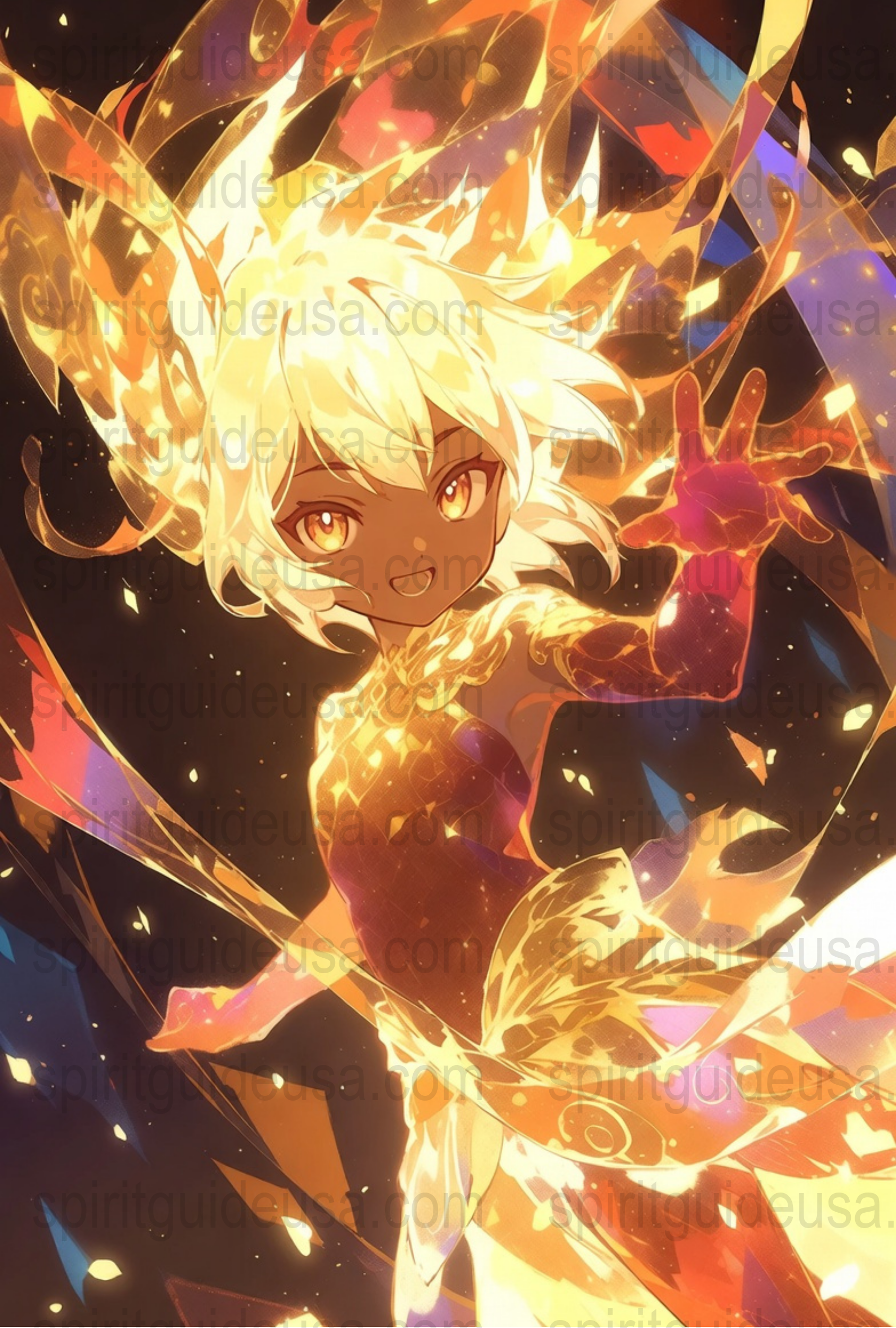 Anime Style Golden Glowing Girl Fantasy World Digital Onesie