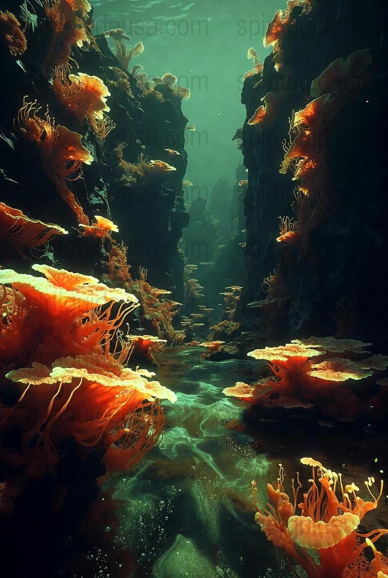 Underwater Fantasy Art Print, Enchanting Coral Reef Illustration, Oceanic Wall Decor, Mystical Sea Poster, Home Decoration, Gift Idea