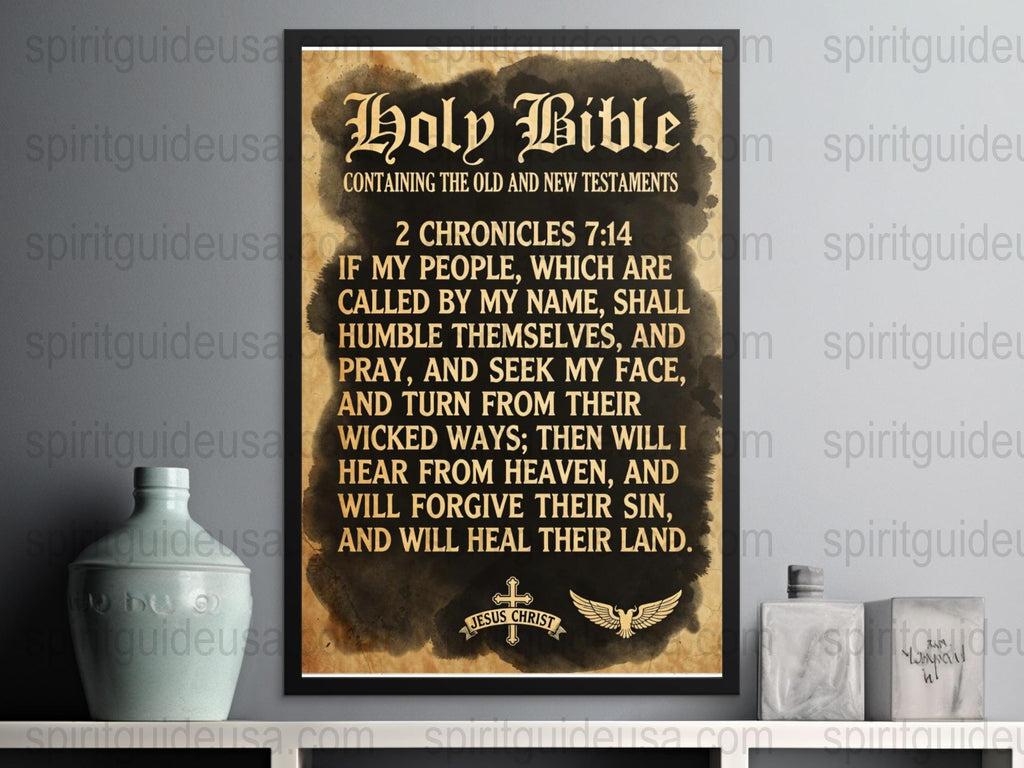 Vintage Holy Bible Poster, Christian Wall Art, Religious Home Decor, Inspirational Quote Print