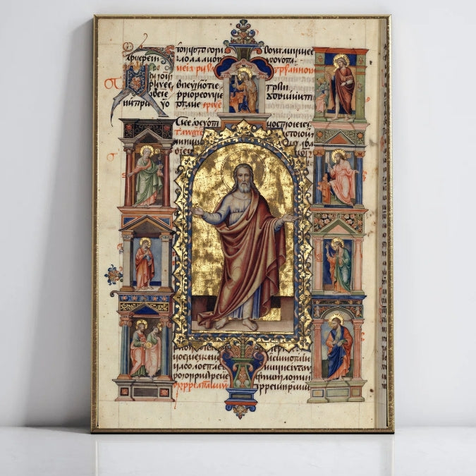 Vintage Religious Icon Art Print, Orthodox Christian Wall Decor, Biblical Saints and Angels Imagery, Spiritual Gift Idea