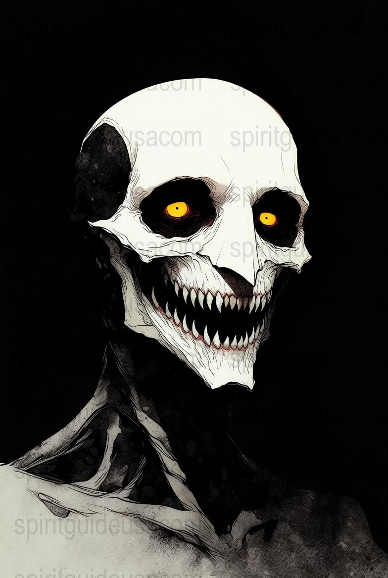 Creepy Skull Art Print, Yellow Eyed Skeleton Poster, Dark Horror Wall Decor, Spooky Gothic Home Decoration