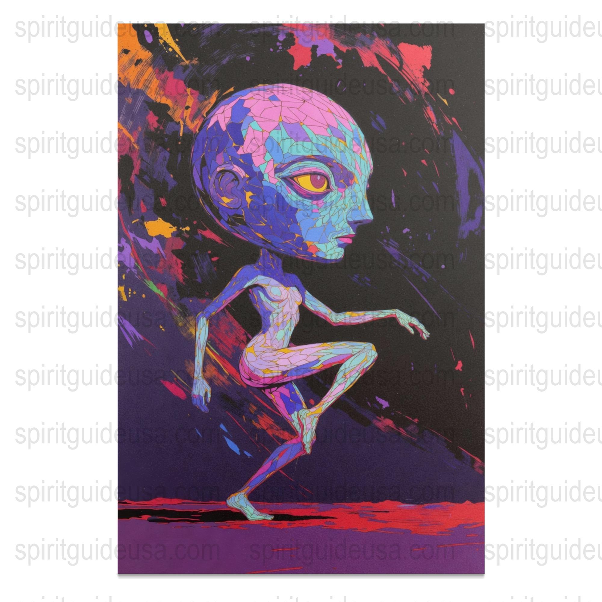 Colorful Alien Art Print, Psychedelic Extraterrestrial Wall Art, Surreal Alien Poster, Vibrant Space Decor, Unique Sci-Fi Gift Idea