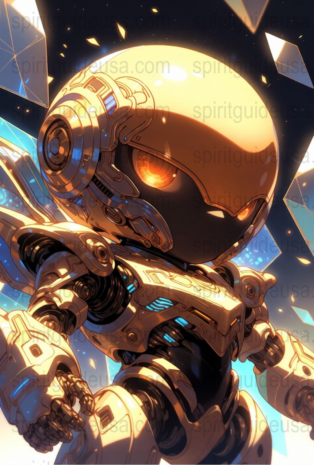 Futuristic Robot Art Poster, Vibrant Space Warrior, Sci-Fi Wall Decor, Unique Astronaut Illustration, Gift for Tech Enthusiasts