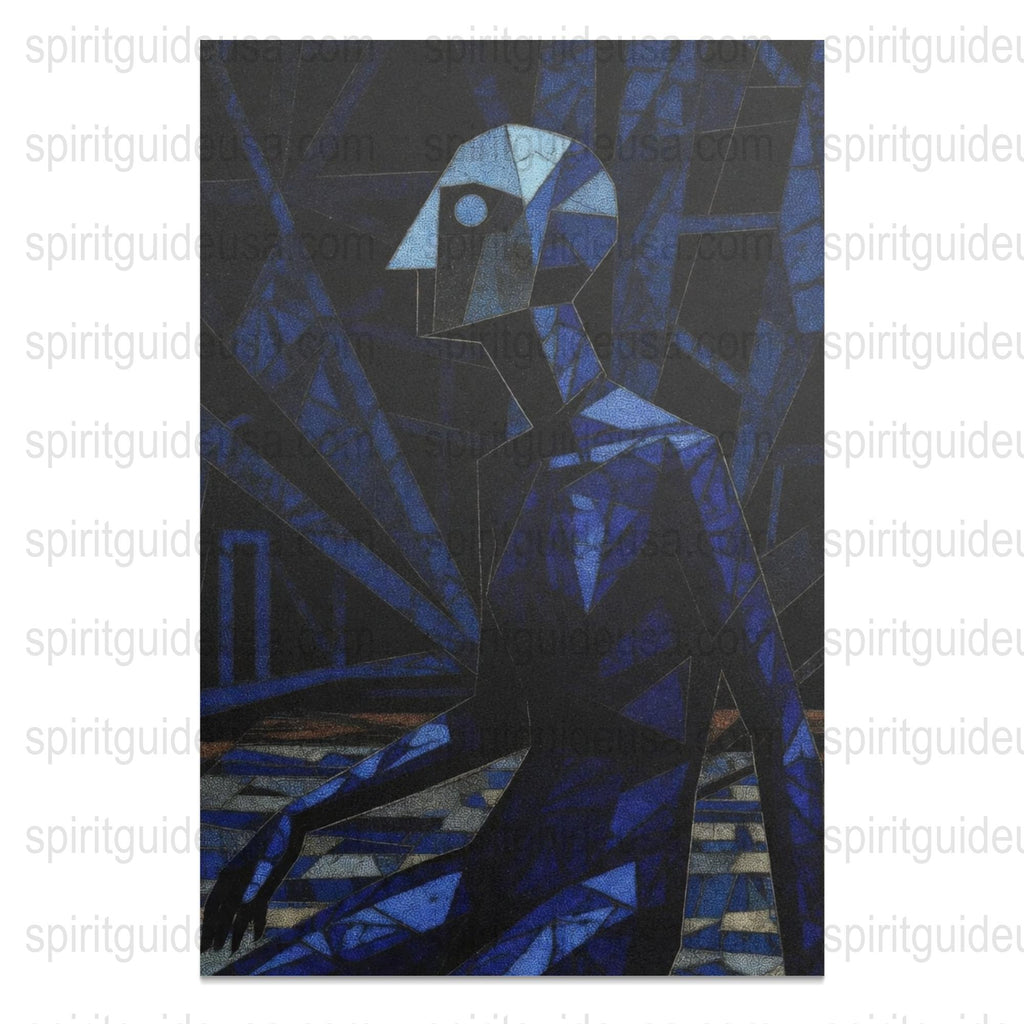 Abstract Cubist Art Print, Modern Picasso Style Blue Figure Wall Decor, Unique Home Office Artwork
