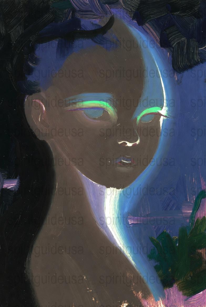 Surreal Portrait Art Print, Neon Glow, Mysterious Woman, Expressionist Wall Decor, Contemporary Artwork, Unique Home Decoration