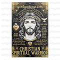 Christian Warrior Poster, Inspirational Jesus Christ, Religious Wall Art, Spiritual Home Decor, Bible Verse Print, Gift for Believers