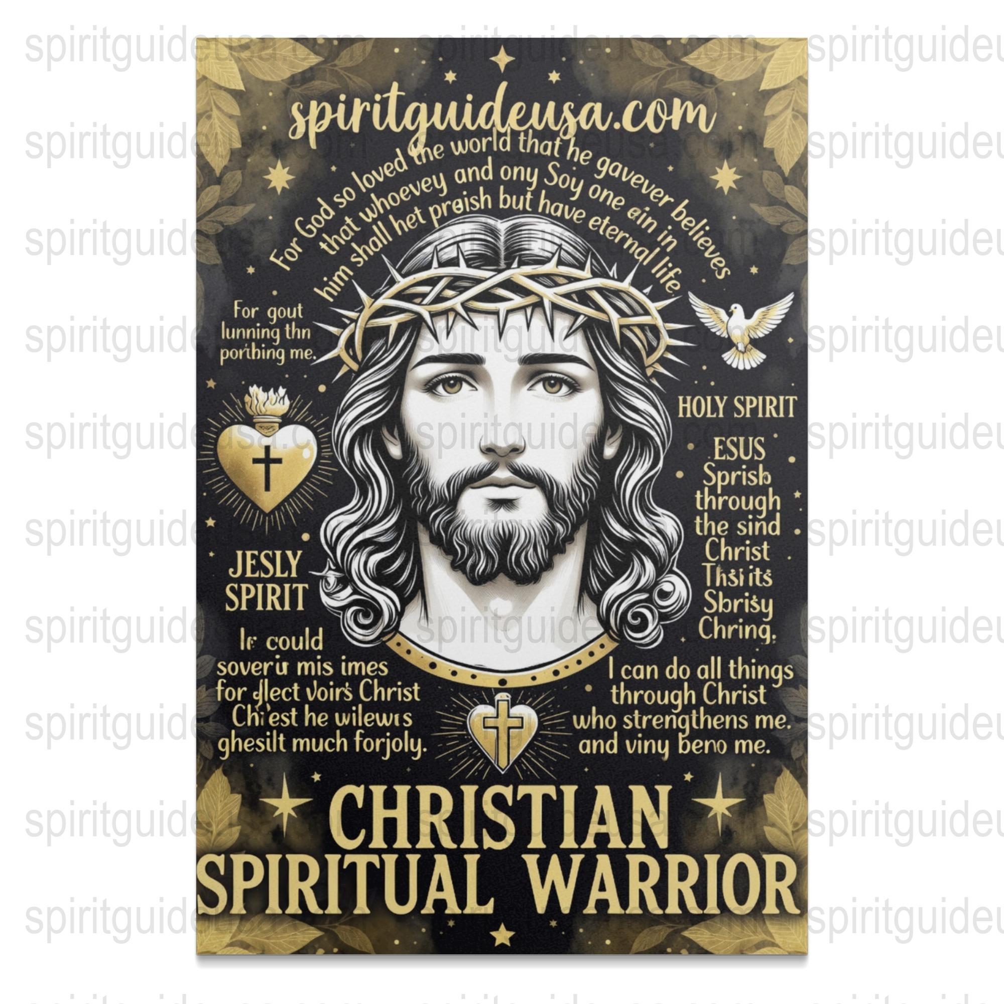 Christian Warrior Poster, Inspirational Jesus Christ, Religious Wall Art, Spiritual Home Decor, Bible Verse Print, Gift for Believers