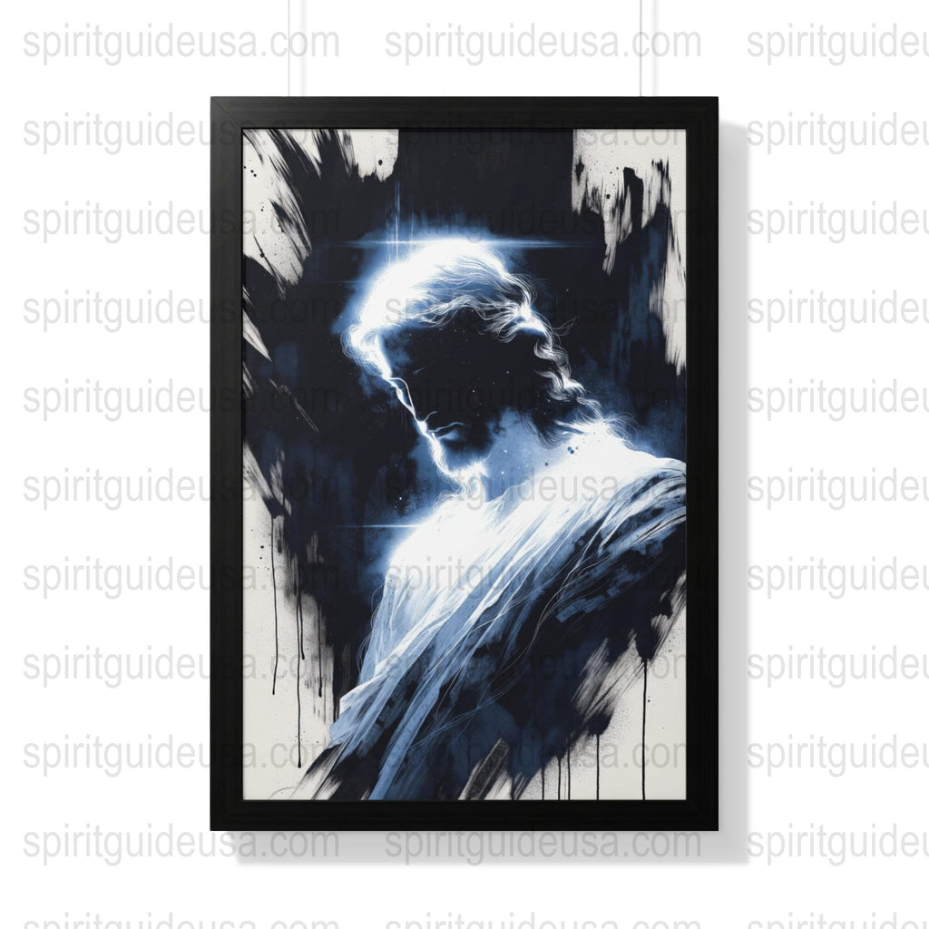 Blue and White Abstract Angel Art Print, Modern Spiritual Wall Decor, Mystical Angelic Poster
