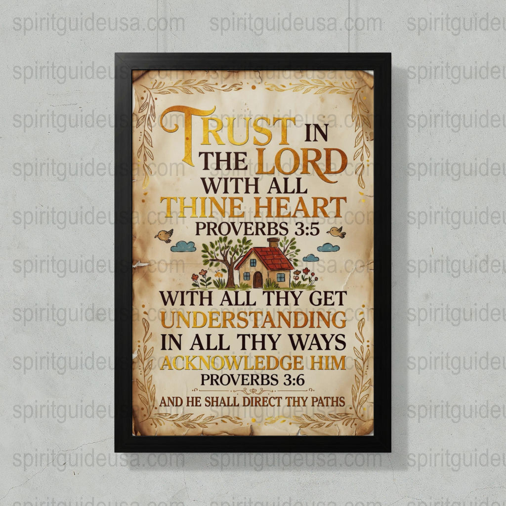 Trust in the Lord Proverbs Framed Christian Wall Art, Rustic Home Decor, Inspirational Scripture Verse, Religious Gift Idea