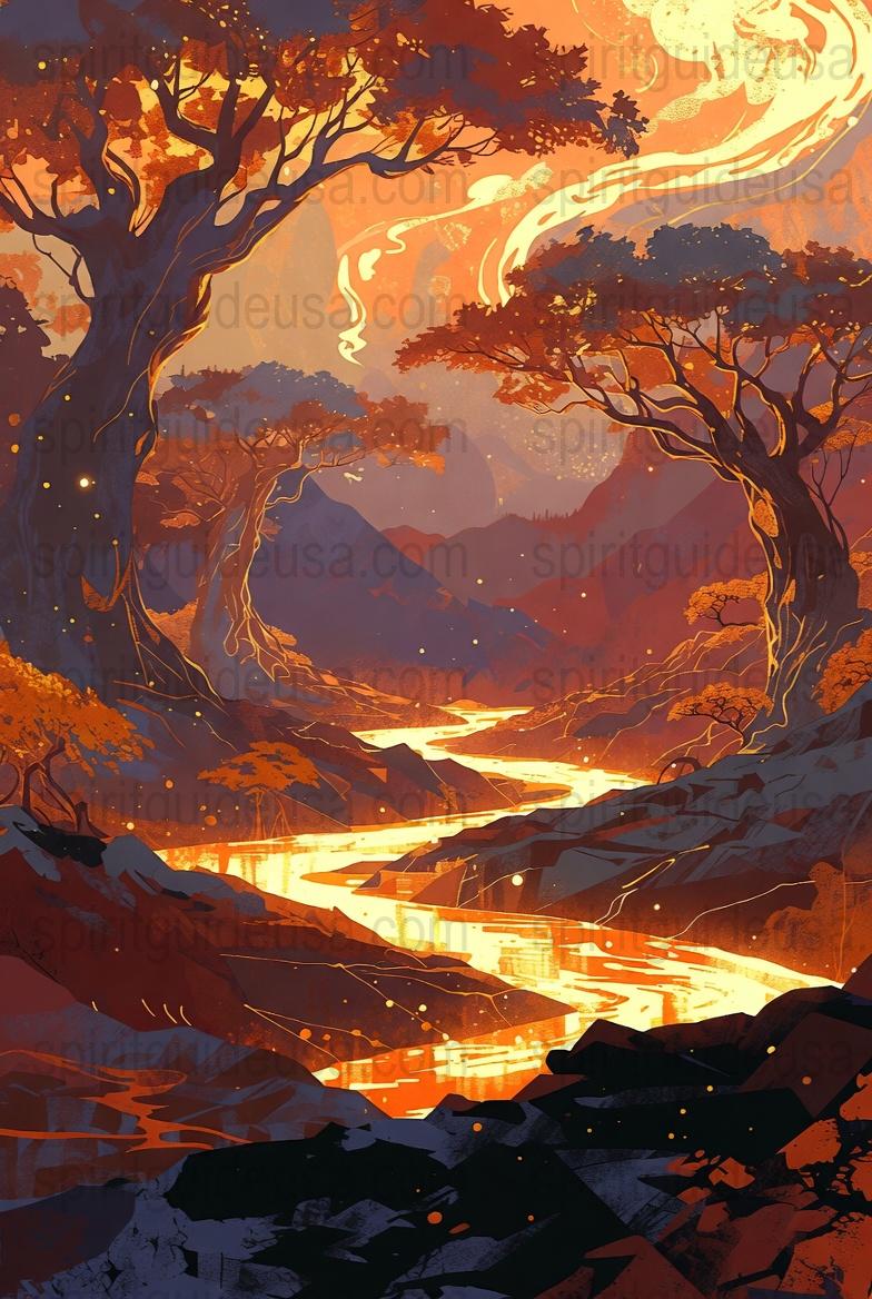 Vibrant Autumn Forest Canvas Print, Scenic Fall Landscape Artwork, Orange and Red Sunset River Wall Decor