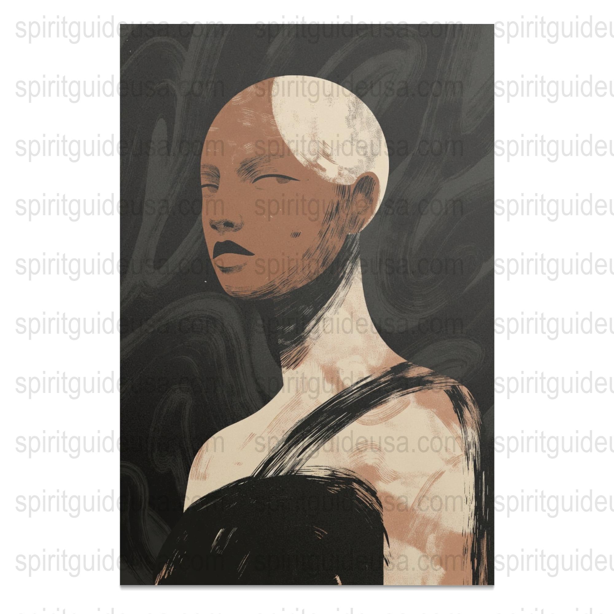 Abstract Female Portrait Art Print, Modern Minimalist Wall Decor, Black and White Home Decoration