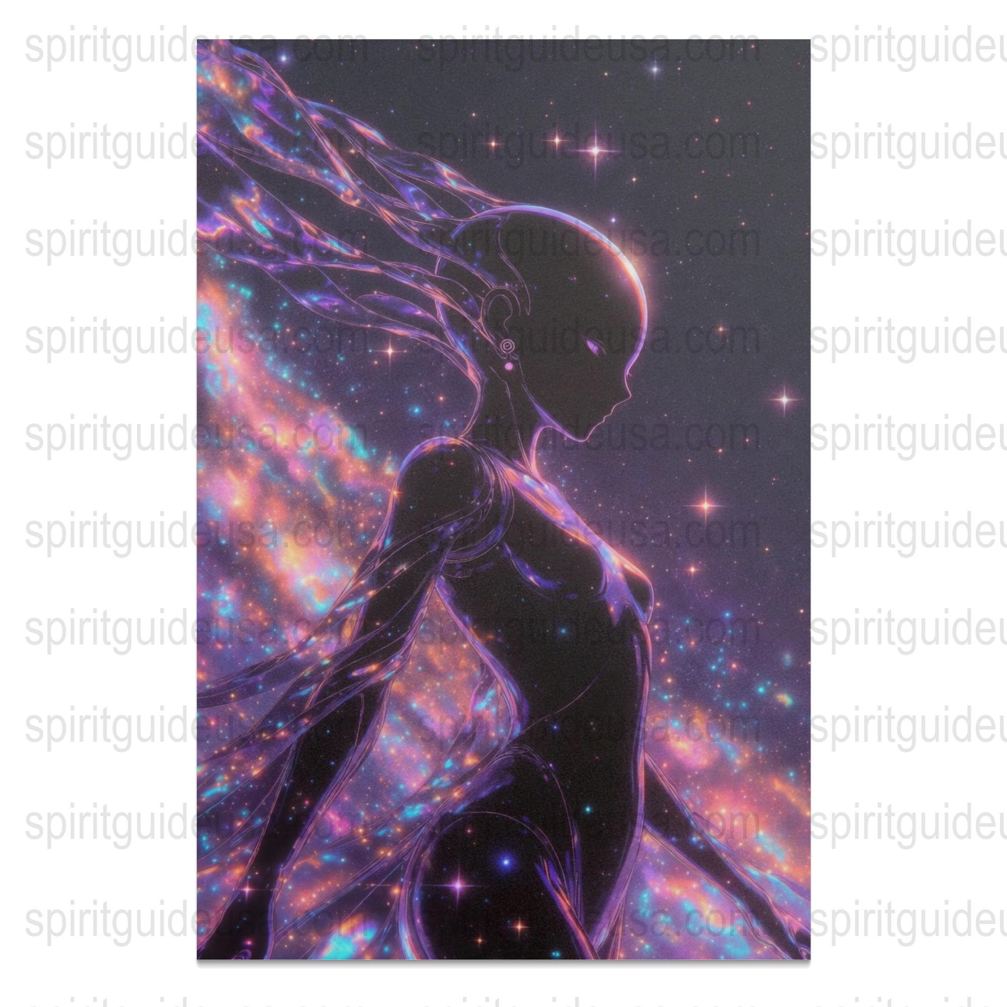 Cosmic Alien Print, Celestial Wall Art, Mystical Space Poster, Fantasy Galaxy Decor, Sparkling Stars Artwork, Aesthetic Room Decoration