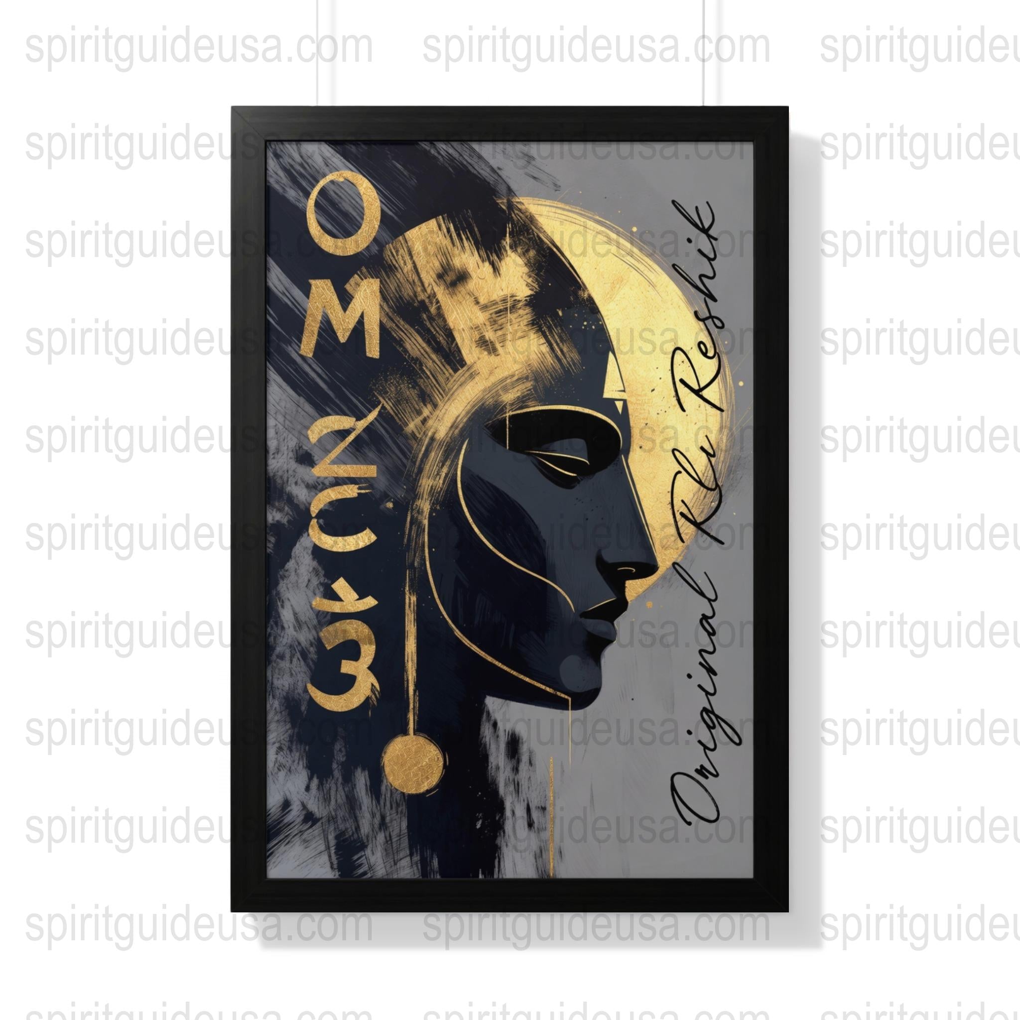 Abstract Face Art Print, Modern Home Decor, Spiritual Wall Art, Gold and Black, Contemporary Art Poster, Zen Yoga Room Decor