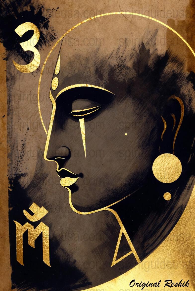 Vintage Buddha Art Print, Spiritual Wall Decor, Gold and Black Buddhist Poster, Zen Home Decoration, Yoga Studio Artwork, Meditation Room