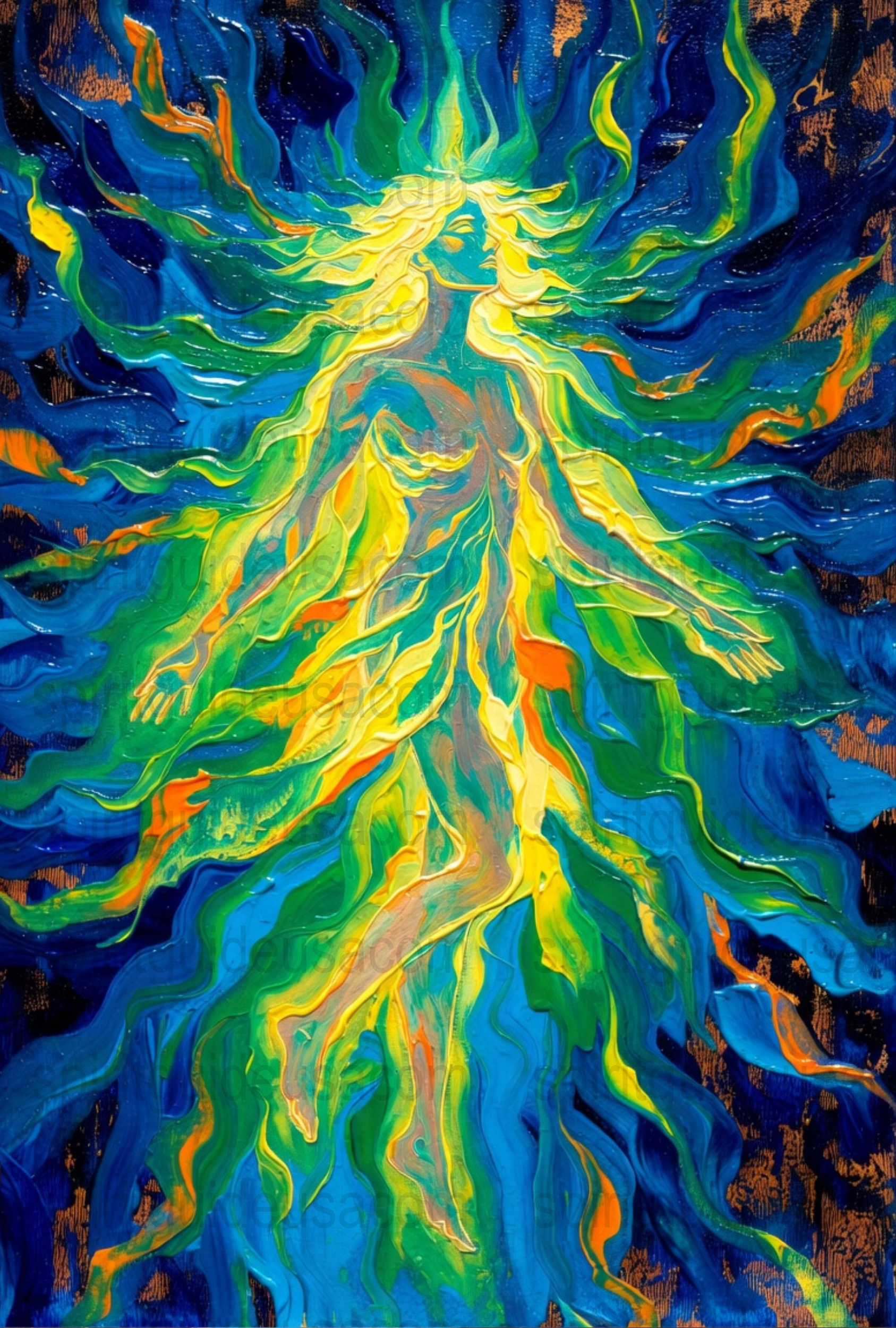 Abstract Blue and Yellow Tree Painting, Vibrant Wall Art, Modern Home Decor, Colorful Nature Canvas Print