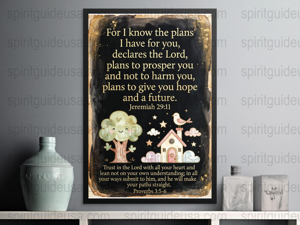 Christian Wall Art, Jeremiah 29:11 Bible Verse, Inspirational Quote Poster, Religious Home Decor, Scripture Print, Spiritual Gift Idea