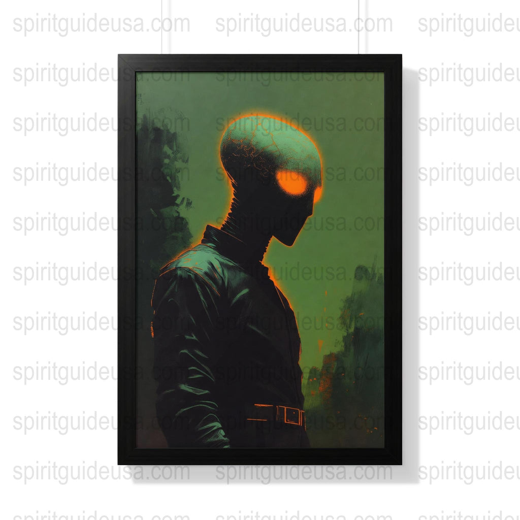 Mysterious Forest Silhouette Art Print, Glowing Head Figure, Dark Atmospheric Wall Decor, Unique Sci-Fi Poster, Home Decoration