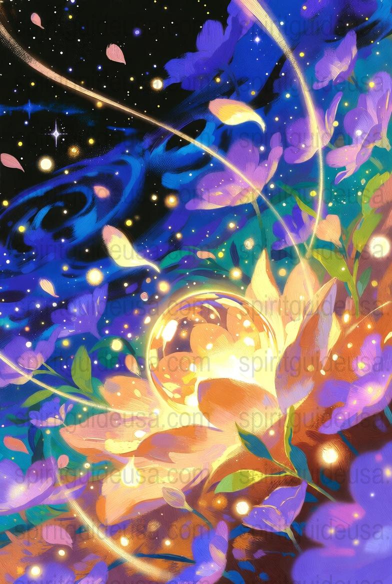 Enchanted Forest Night Sky Art Print, Colorful Fantasy Wall Decor, Magical Nature Illustration, Celestial Glow Poster