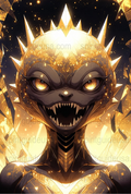 Golden Crown Alien Art Print, Cosmic Horror Wall Art, Sci-Fi Monster Poster, Unique Home Decor