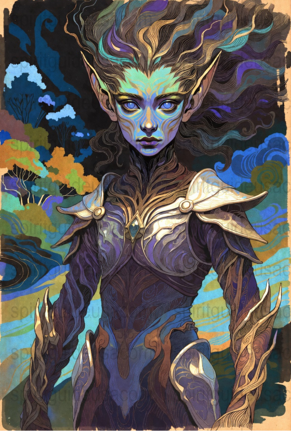 Fantasy Elf Art Print, Mystical Forest Creature, Vibrant Colors, Wall Decor, Unique Gift Idea, Collector's Item