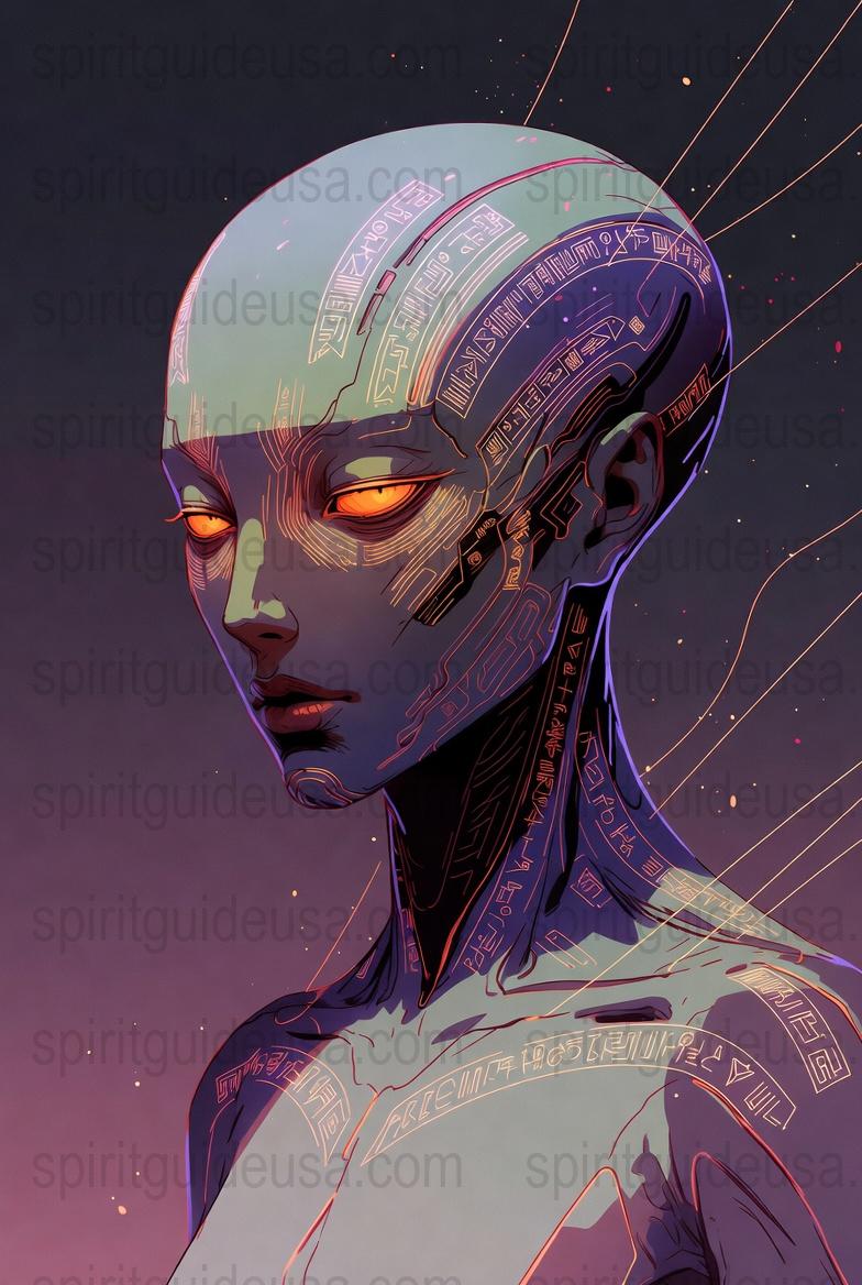 Cyberpunk Art Print, Futuristic Robot Woman Poster, Sci-Fi Wall Decor, Digital Illustration, Unique Home Decoration, Tech-Inspired Artwork