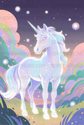 Magical Unicorn Poster, Fantasy Wall Art, Celestial Unicorn Decor, Dreamy Nursery Print, Mystical Home Decoration, Pastel Colors