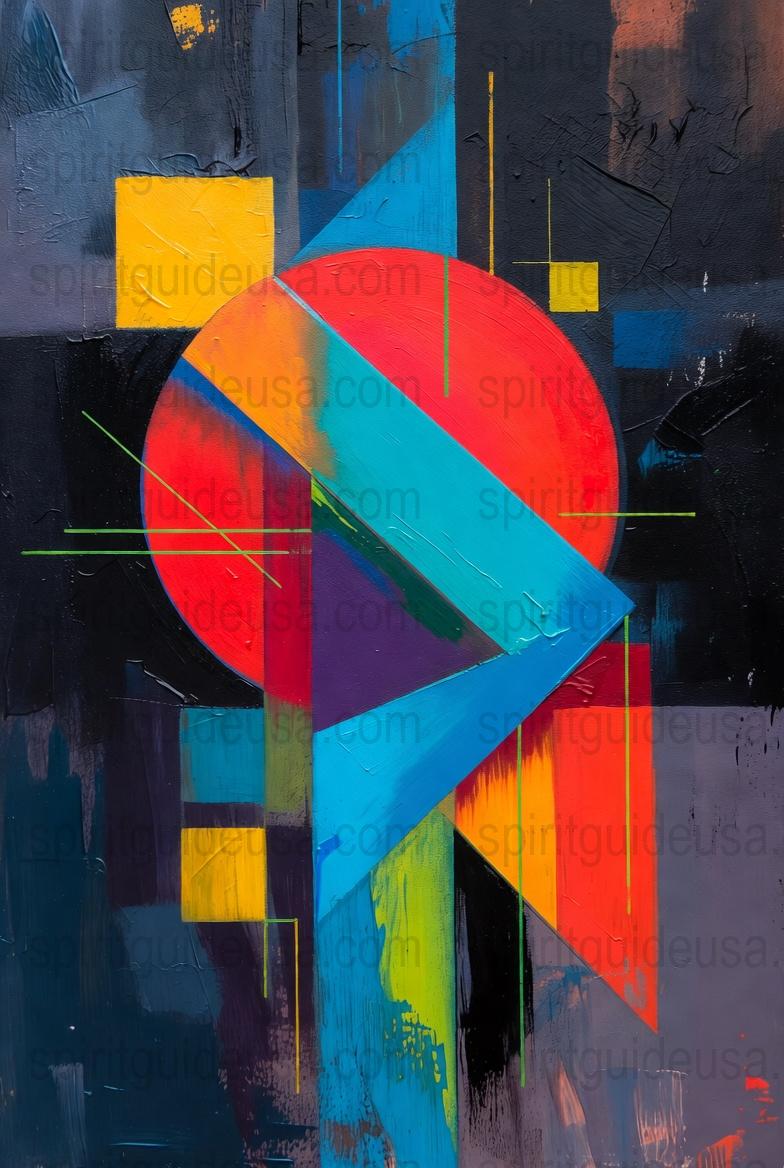 Abstract Art Print, Colorful Modern Canvas Painting, Geometric Wall Decor, Office and Home Interior Design