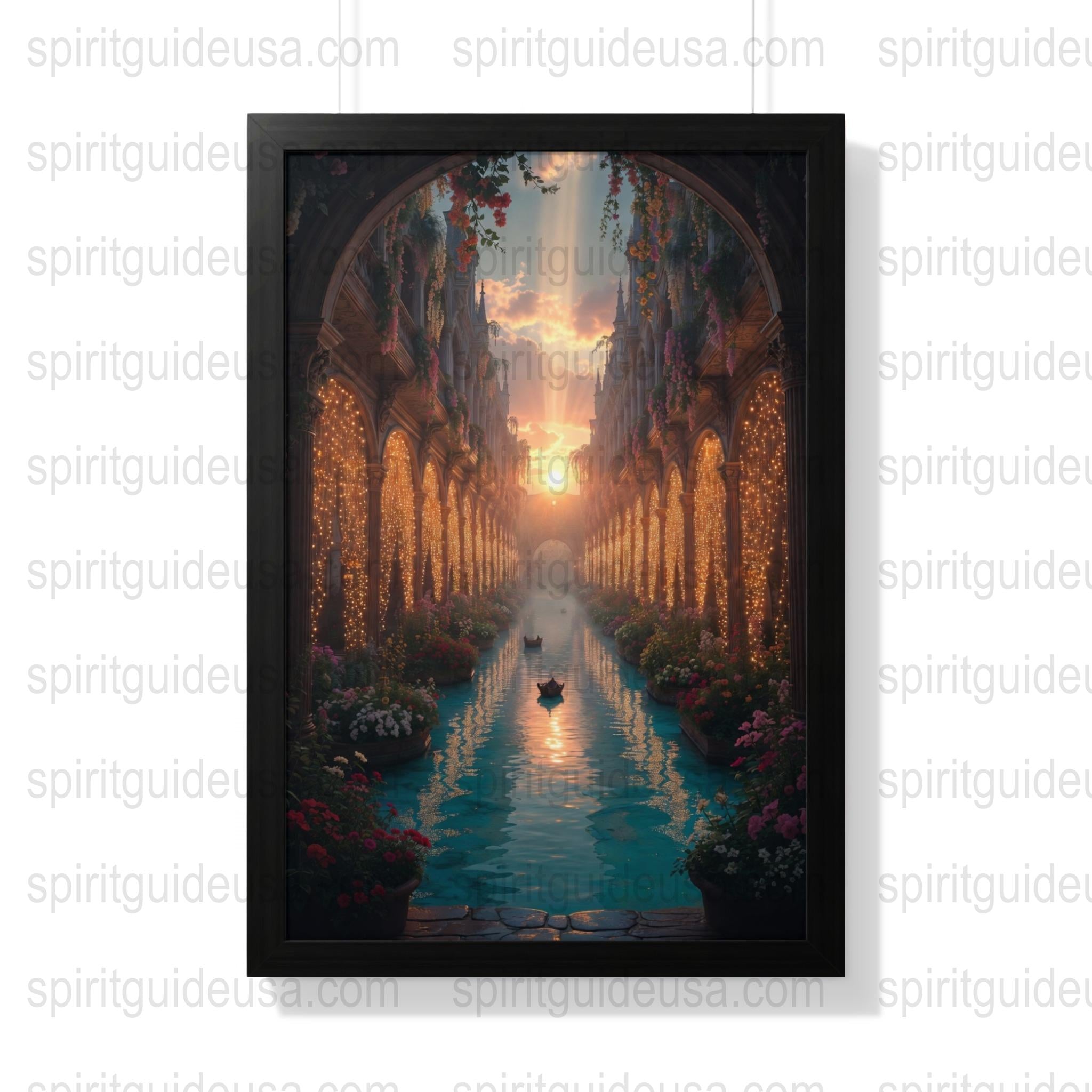 Enchanted River Canvas Art Print, Fantasy Nature Landscape, Magical Forest Wall Decor, Mystical Sunset Scenery, Home Decoration