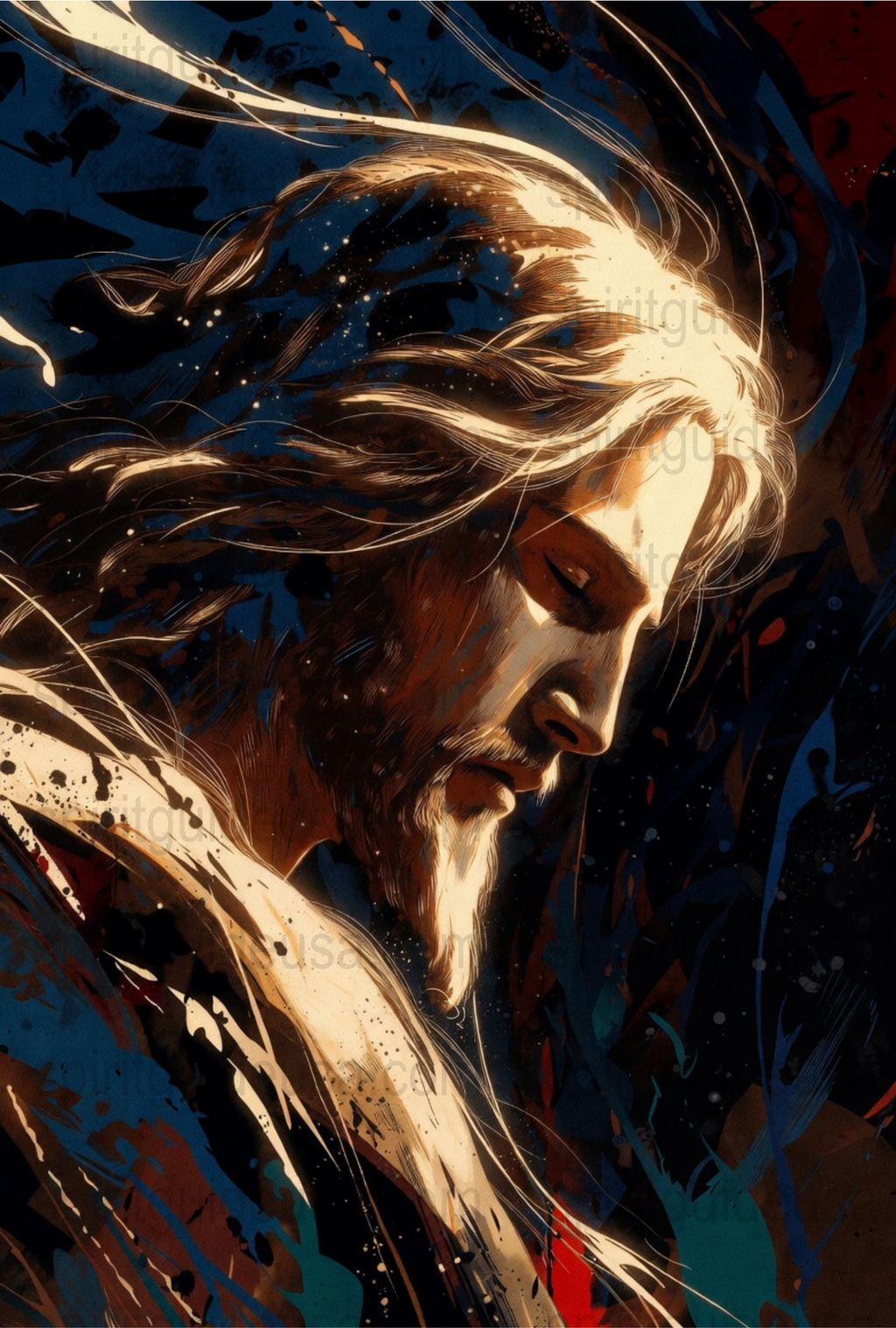 Abstract Jesus Art Print, Religious Wall Decor, Christian Artwork, Spiritual Painting, Vivid Colors, Home Decor, Inspirational Image