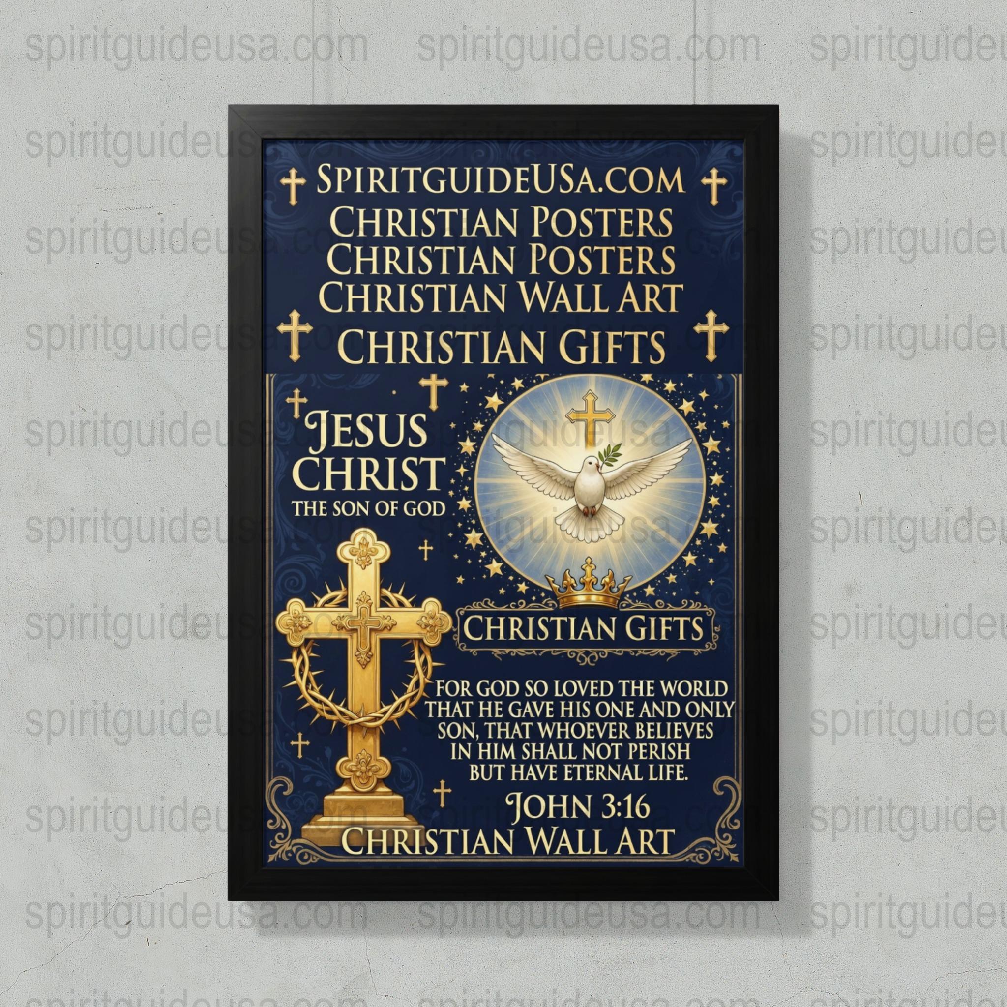 Christian Wall Art Poster, John 3:16 Bible Verse, Religious Home Decor, Inspirational Christian Gifts, Spiritual Wall Hanging