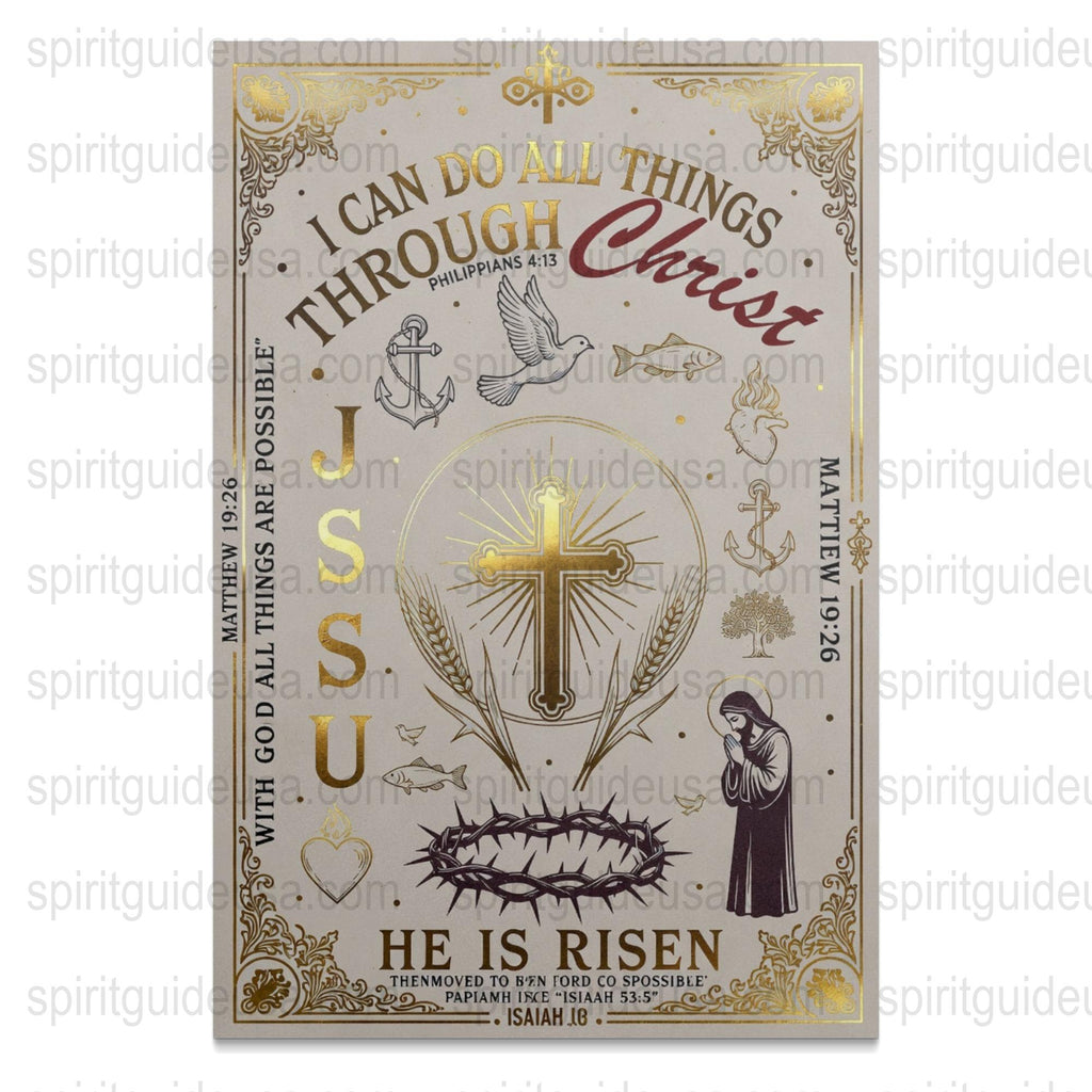 Vintage Religious Poster, Christian Wall Art, Antique Style Christ Inspirational Decor, Biblical Quote Print, Spiritual Home Decoration