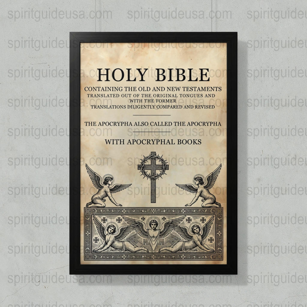 Vintage Bible Poster, Old and New Testament Art Print, Religious Wall Decor, Spiritual Antique Style Framing