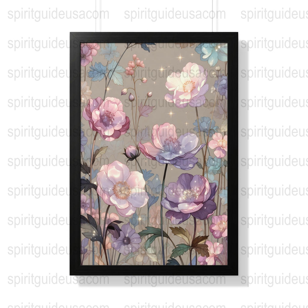 Floral Art Print, Pastel Flowers Wall Decor, Botanical Illustration, Modern Home Decoration, Elegant Bedroom Artwork, Framed Flower Poster