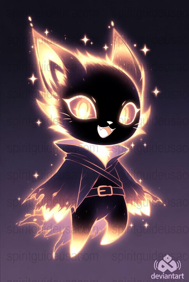 Magic Black Cat Art Print, Glowing Eyes, Starry Night, Mystical Animal Wall Decor, Fantasy Illustration, Unique Gift Idea