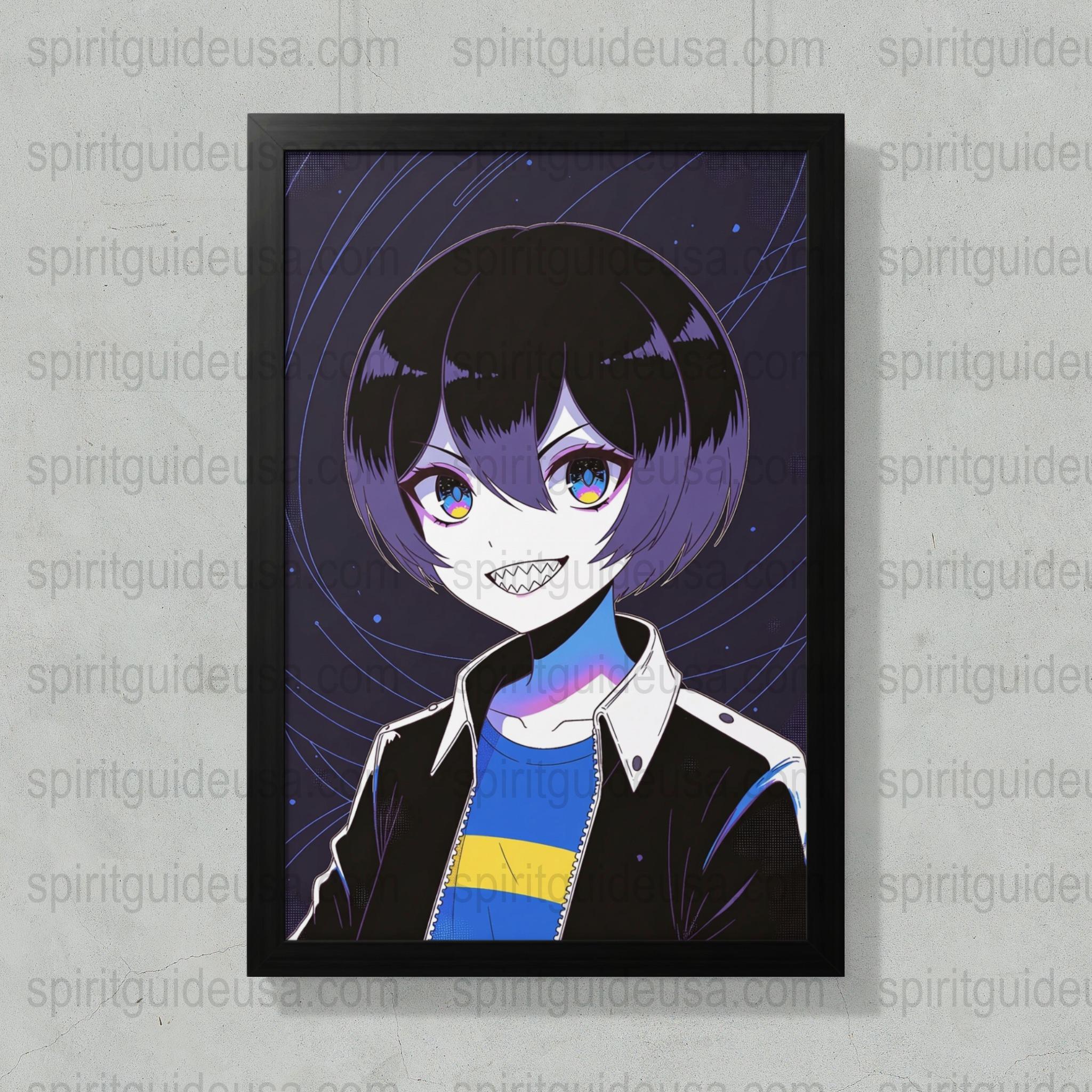 Anime Style Dark Gothic Girl Poster, Vibrant Wall Art Decor, Modern Illustrative Print