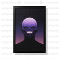 Purple Smiling Face Art Print, Surreal Cosmic Poster, Unique Wall Decor, Modern Space Artwork, Vibrant Home Decoration