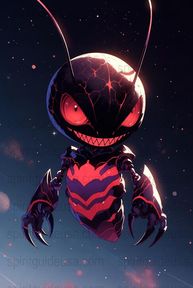 Alien Robot Poster, Red and Black Space Creature Art Print, Sci-Fi Themed Wall Decor, Cosmic Geek Gift Idea