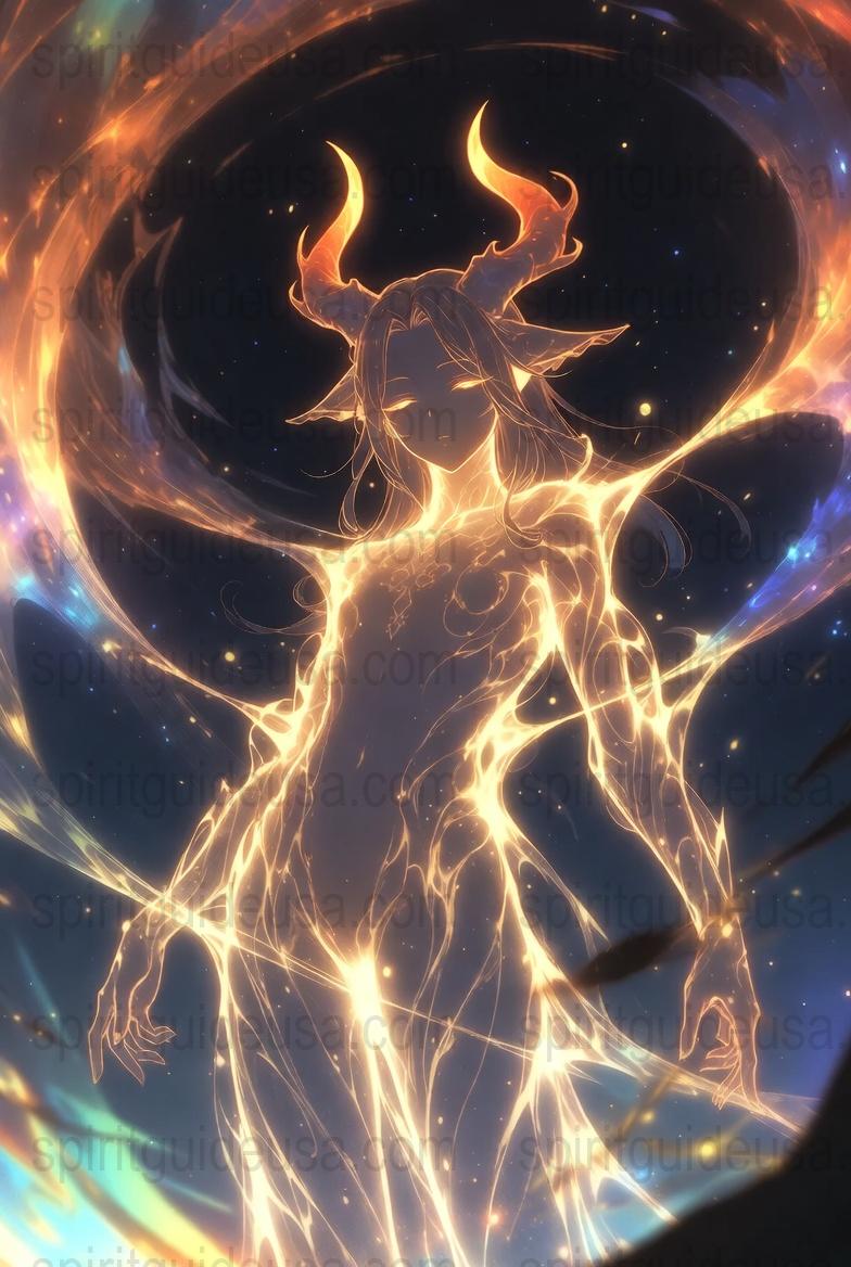 Mystical Cosmic Girl Art Print, Celestial Spirit Fantasy Poster, Galaxy Fire Silhouette, Wall Decor