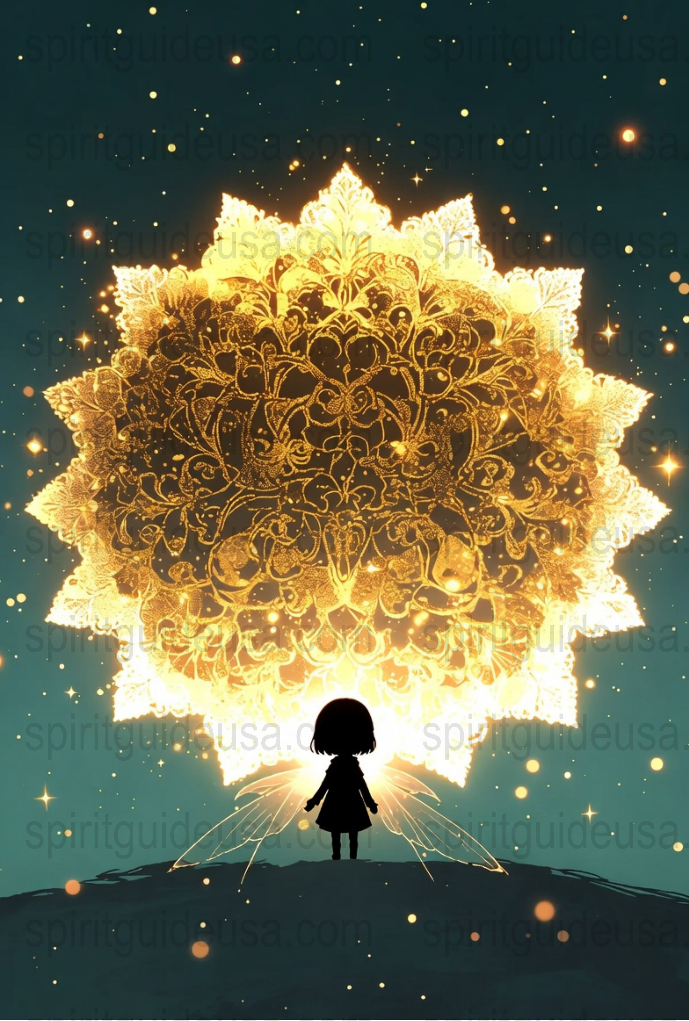 Golden Mandala Art Print, Spiritual Decor, Meditation Room Wall Art, Celestial Gold Glow Poster, Yoga Studio Decoration